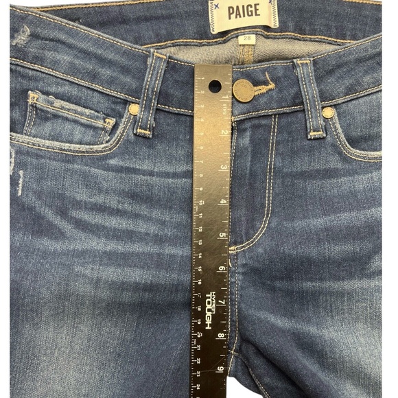 Paige Jeans Women 28 Blue Ultra Skinny Stretch Mildly Distressed Whiskering - Picture 13 of 15